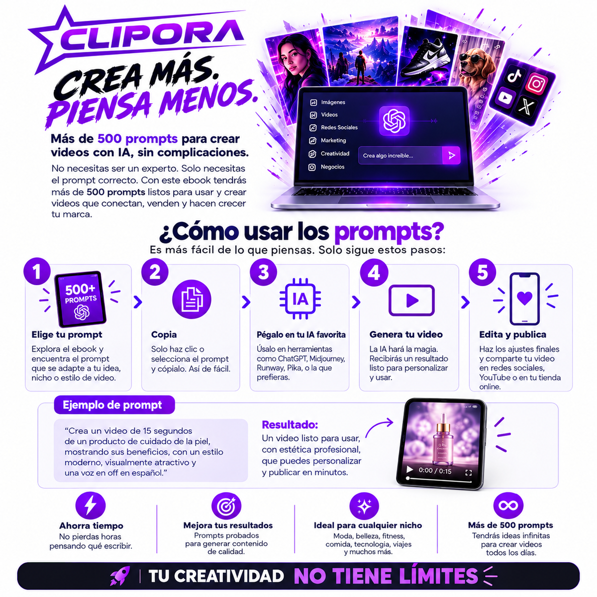 500 prompts para crear videos virales con IA